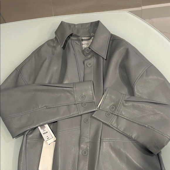 NEW ARITZIA Gray Leather Women's Jacket - Picture 1 of 3